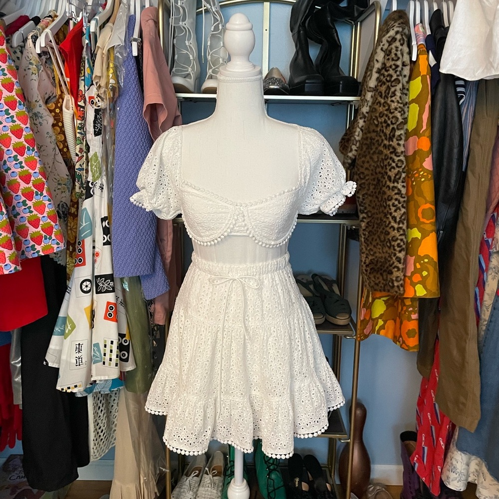 SABO Argentina white eyelet skirt set